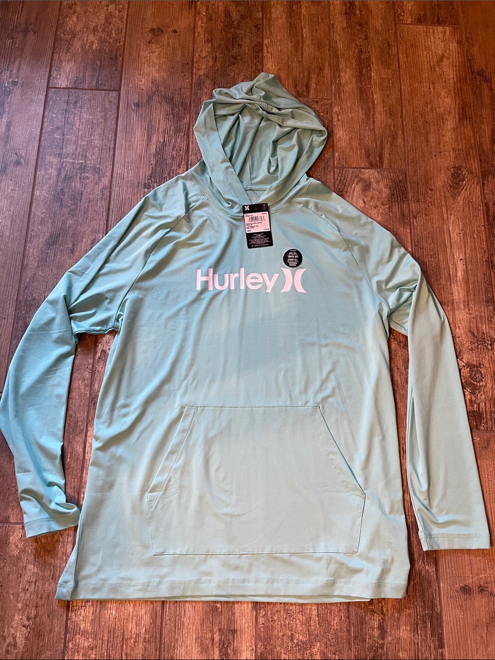 Hurley Aqua Green Hooded Pullover with Logo